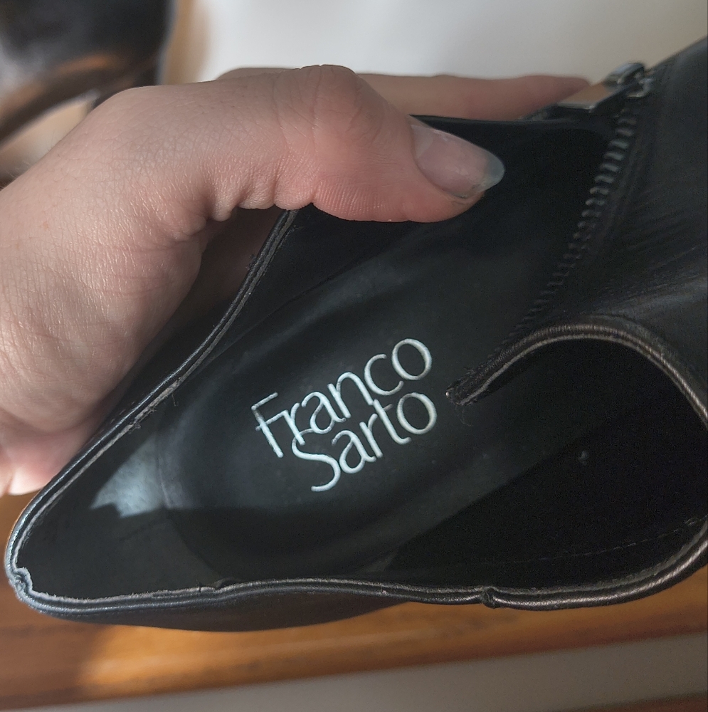 Franco Sarto Sleek Black Heeled Boots - Picture 6 of 7